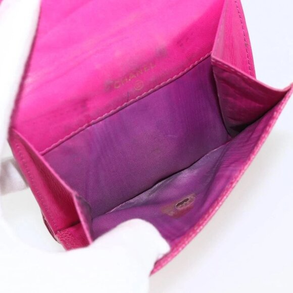 CHANEL Wallet Grained Calf Skin Pink Gold CC Auth 159752 - Picture 14 of 16